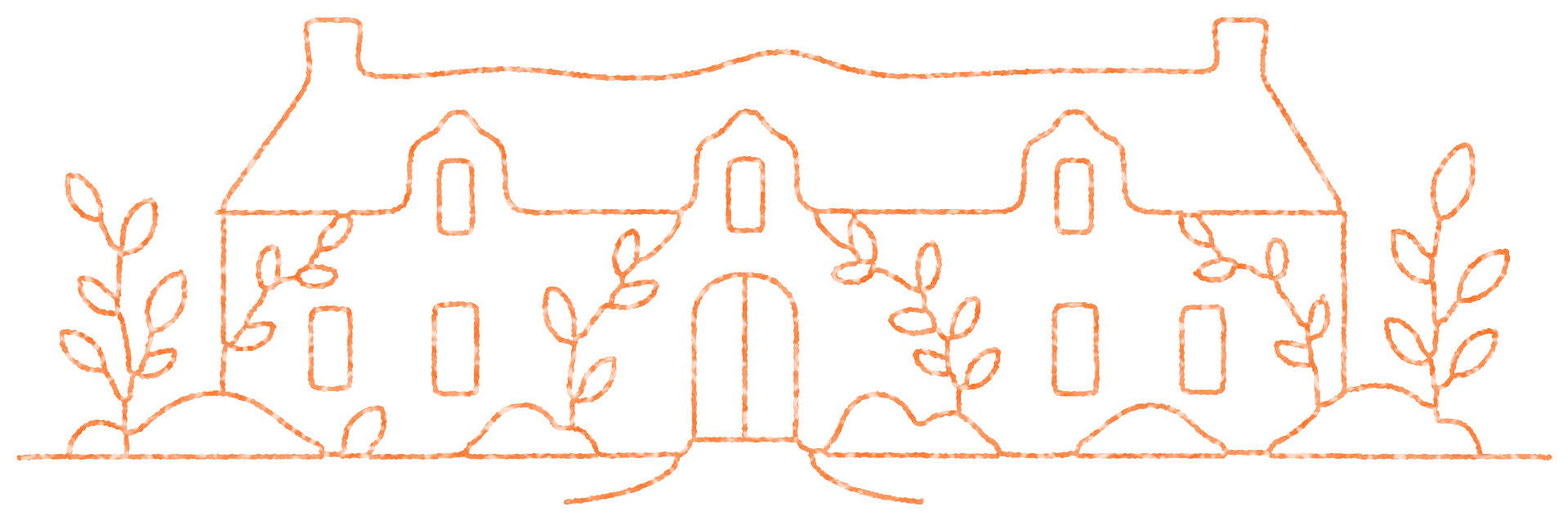 Line drawing of the Veehof, the HazelHeartwood office in Kortenberg