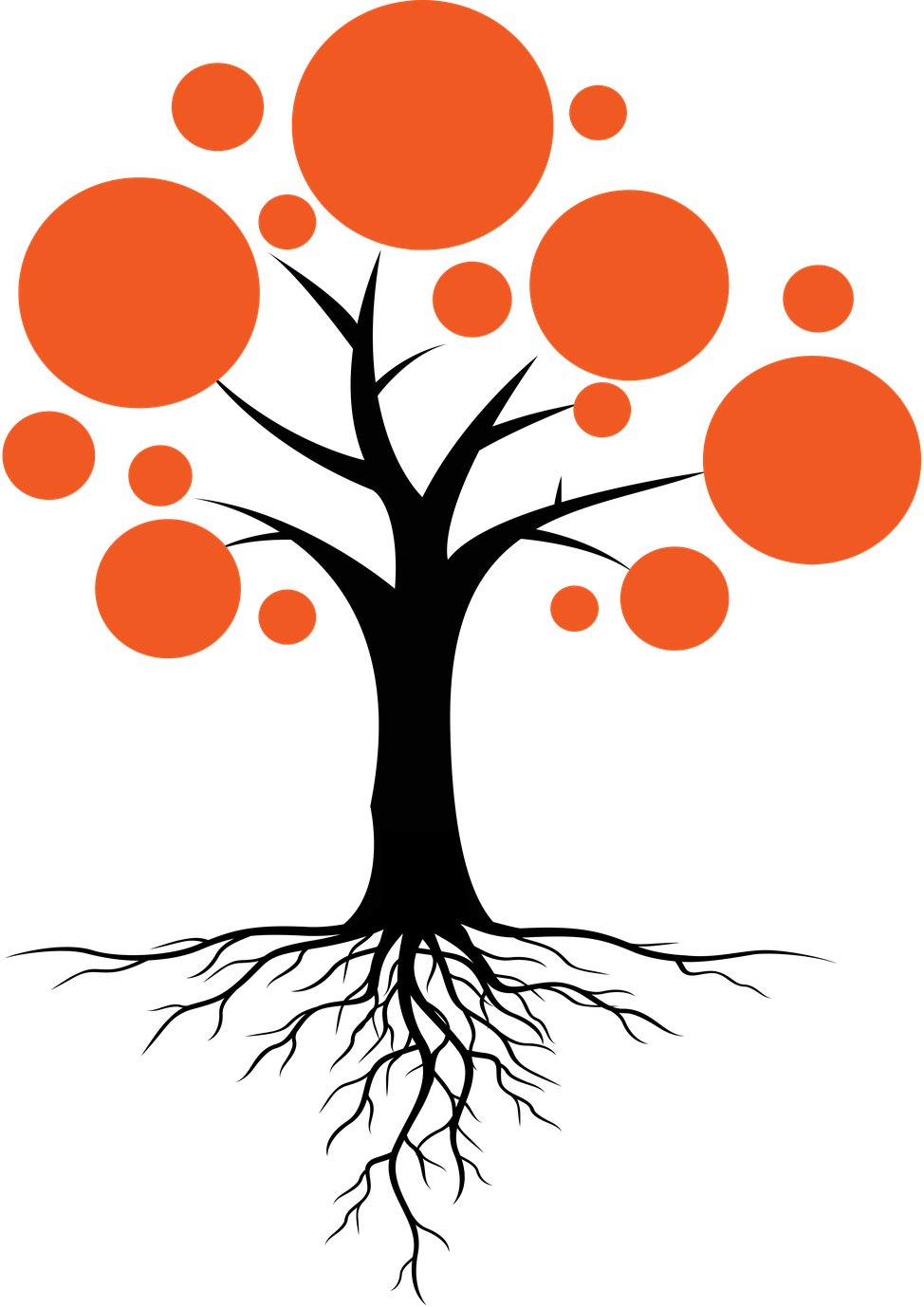 The HazelHeartwood tree: four values in the crown, three roots in the ground